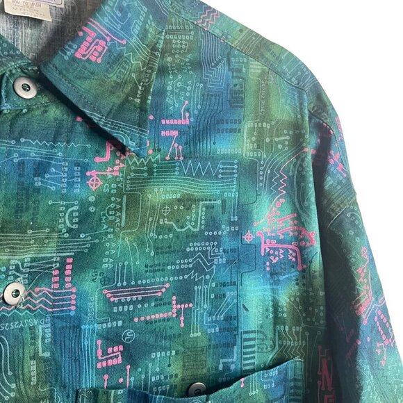 Virgin Key West Vintage Mens Shirt Size Medium Green Button Down Handmade - Picture 4 of 8